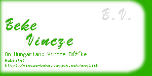 beke vincze business card